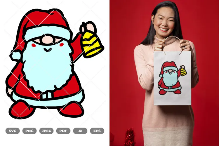Kawaii Christmas Gnome colored SVG & Clipart