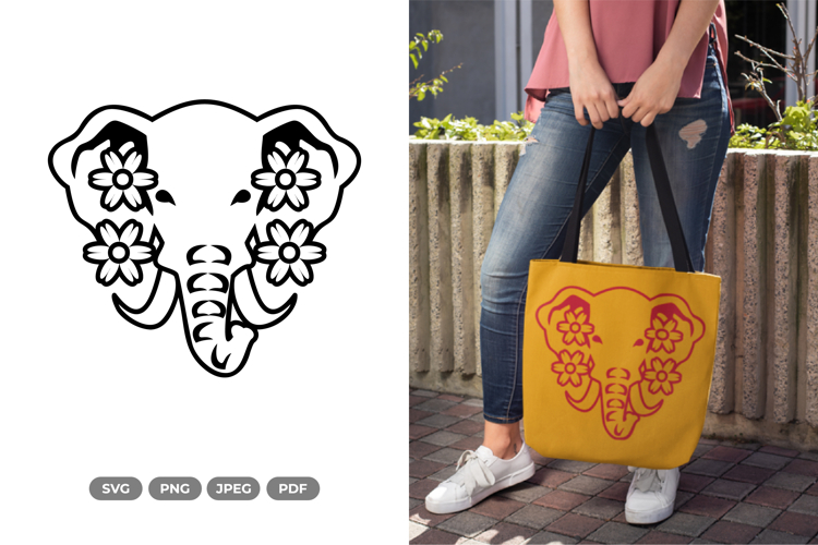 Floral Elephant SVG & Clipart - Beauty Animal