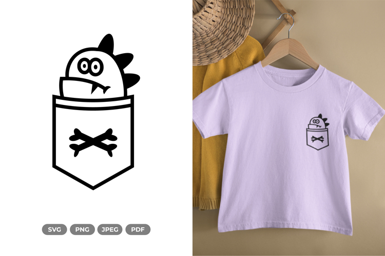 Kawaii Monster on Pocket SVG & Clipart