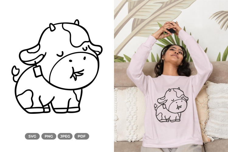 Kawaii Cow SVG & Clipart - Doodle Animal