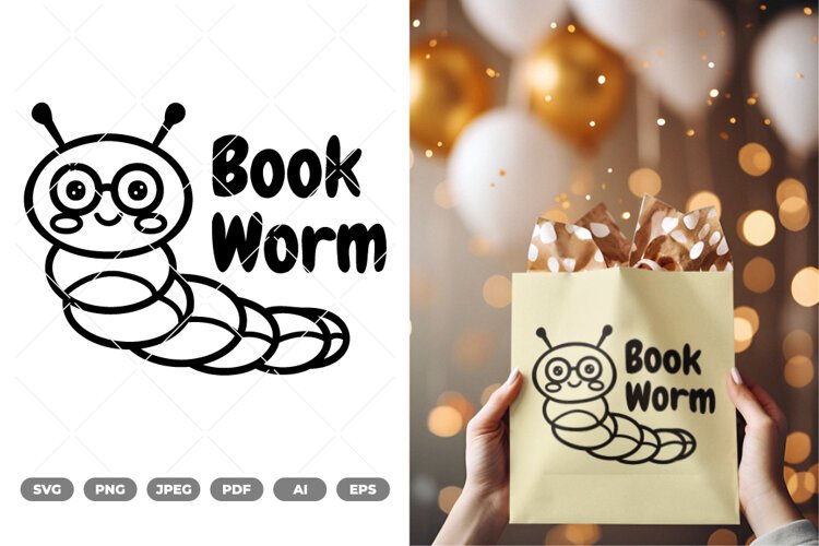 Book Worm SVG & Clipart example image 1