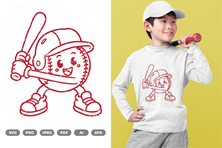 Baseball Mascot SVG   Clipart
