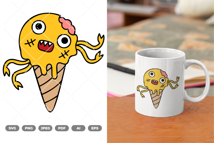 Ice Cream Monster Colored SVG & Clipart