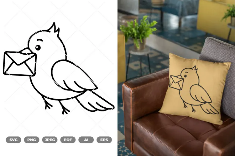 Bird with Envelope SVG & Clipart