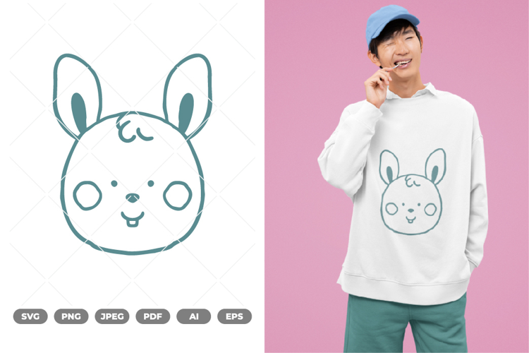 Kawaii Rabbit Head SVG & Clipart
