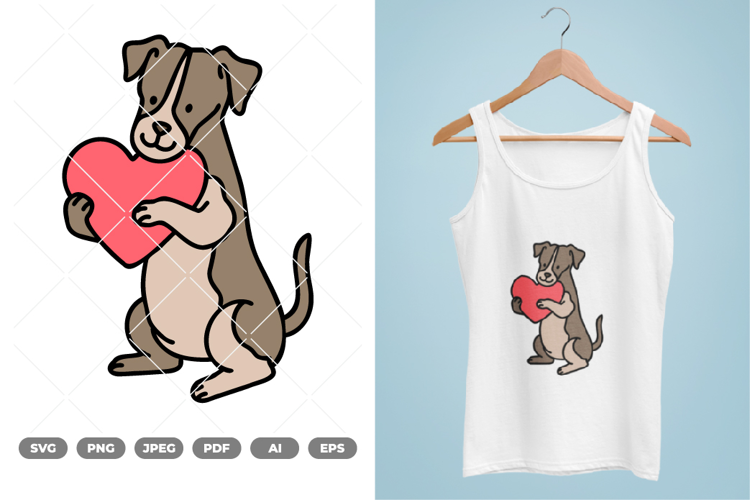 Dog and Heart Colored SVG & Clipart