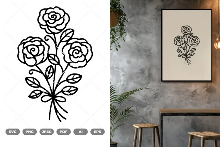 Rose Lineart SVG & Clipart
