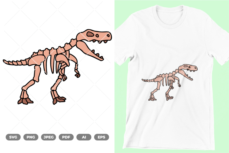 Dinosaur Skeleton Colored SVG & Clipart
