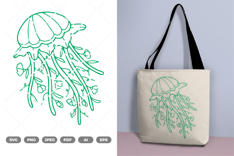 Floral Jellyfish SVG   Clipart