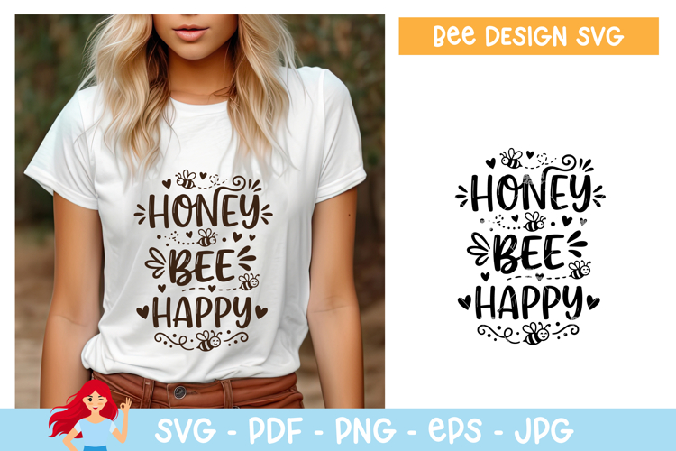 Honey bee happy SVG, Bee SVG