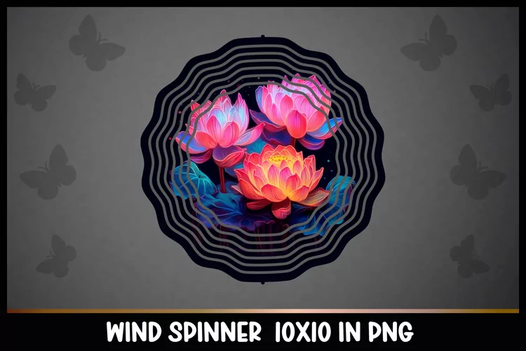 Rainbow Water Lilly Flower Wind Spinner Sublimation