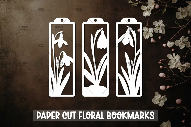 3 Floral Bookmarks Paper cut SVG Laser cut,Cricut,Silhouette