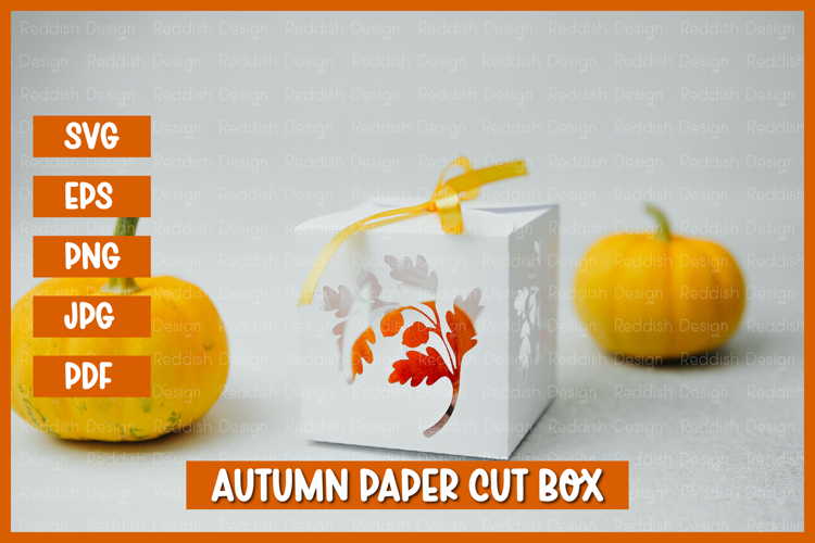 Autumn Box Template SVG I Gift Box I Packaging Template SVG