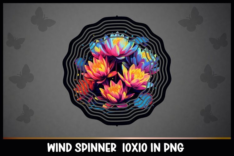 Rainbow Water Lilly Flower Wind Spinner Sublimation example image 1