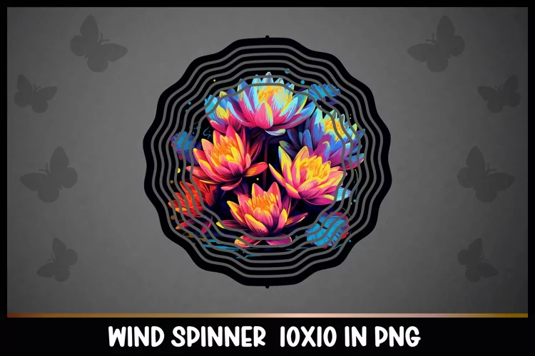 Rainbow Water Lilly Flower Wind Spinner Sublimation