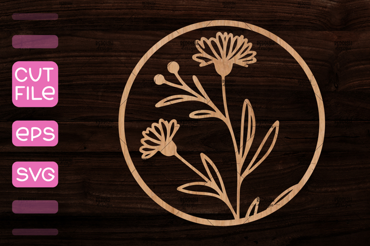 Round Sign with Flowers SVG,Wood cut round sign SVG