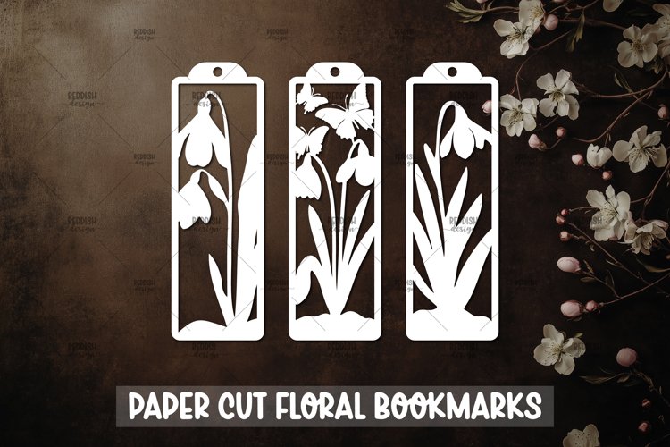 3 Floral Bookmarks Paper cut SVG Laser cut,Cricut,Silhouette example image 1