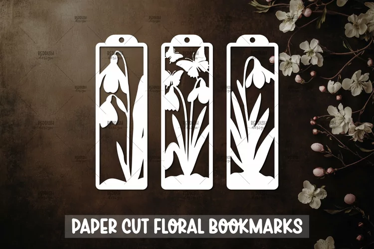 3 Floral Bookmarks Paper cut SVG Laser cut,Cricut,Silhouette