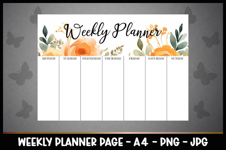 Weekly Planner Planner A4 , Watercolour Flowers, Printable