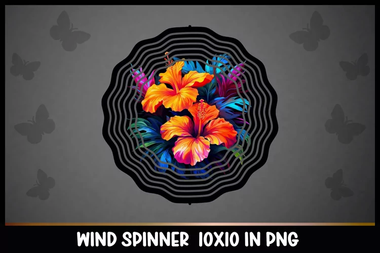 Rainbow Tropical Flower Wind Spinner Sublimation