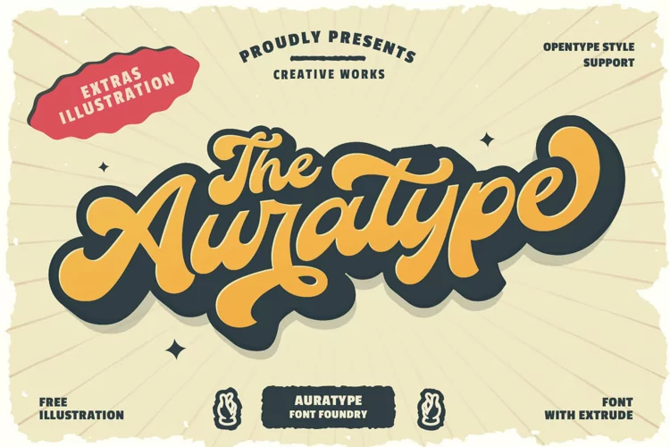 The Auratype - Retro Font Extras Illustration