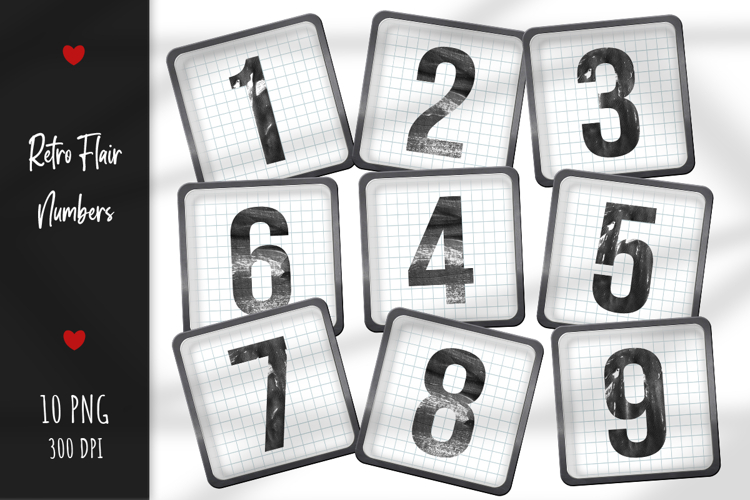 Artistic flairs with Numbers. Scrapbook element pack