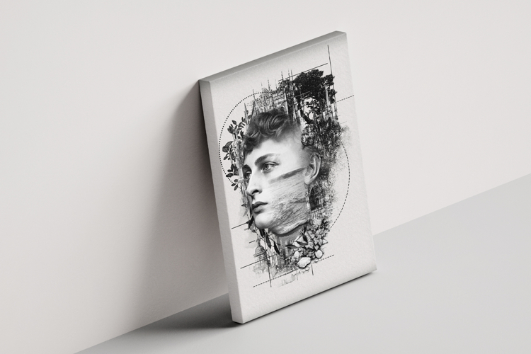 Artistic Double Exposure Portrait Line Sketch Illustration