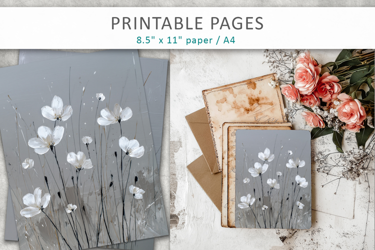 floral junk journal pages, card making