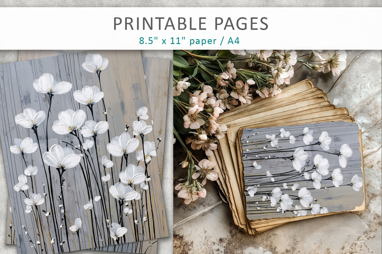 floral craft paper, junk journal paper