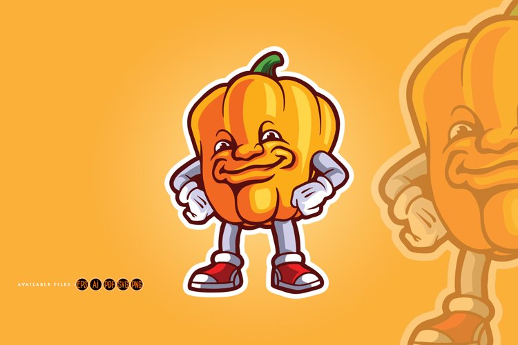 Vegetarian smile paprika logo mascot illustration