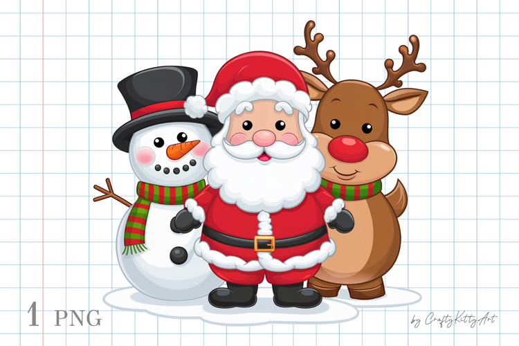 Cute Happy Christmas Santas Crew PNG sublimation clipart