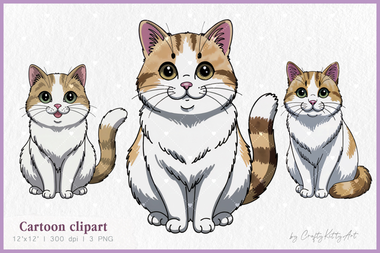 Calico Cat PNG sublimation clipart, Cartoon clipart for kids