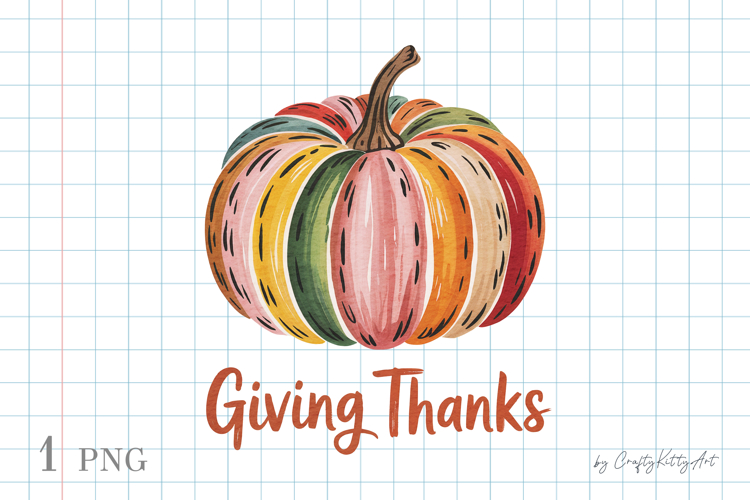 Giving thanks, Thanksgiving pumpkin, Watercolor PNG clipart