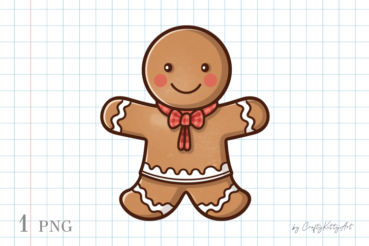 Cute Christmas Gingerbread Man PNG sublimation clipart