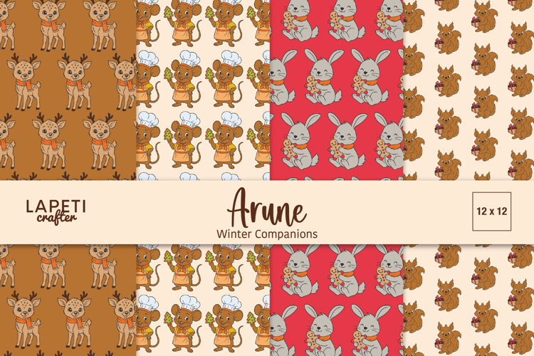 Winter Woodland Animals Papers, Cute Christmas Backgrounds