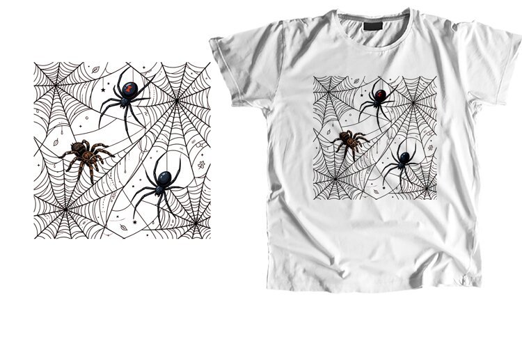 Gothic Spider Web T-Shirt PNG example image 1