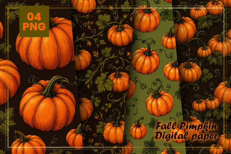 Orange Pumpkin Digital Paper example image 1