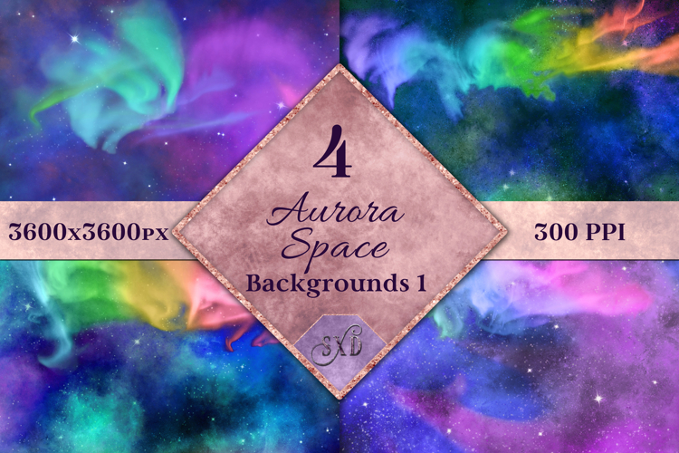 Aurora Space Backgrounds Set 1 - 4 Images