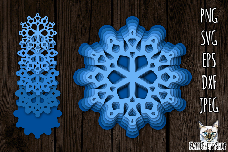Christmas Ornament SVG, 3d layered papercut snowflake