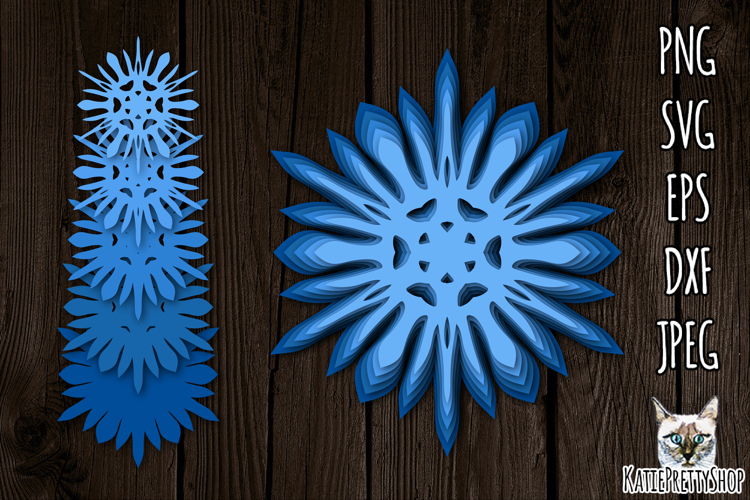Christmas Ornament SVG, 3d layered papercut snowflake
