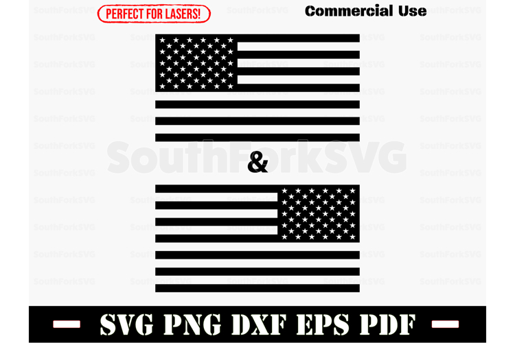 American Flag Black & Reverse SVG PNG DXF EPS PDF