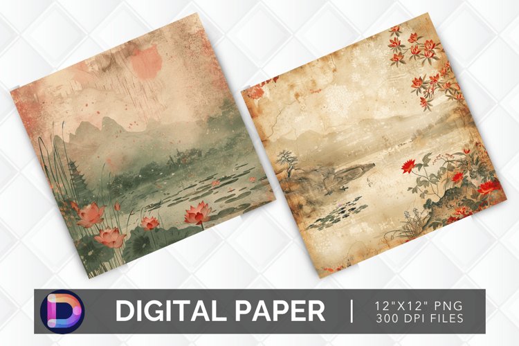 Asian Pond Digital Paper example image 1