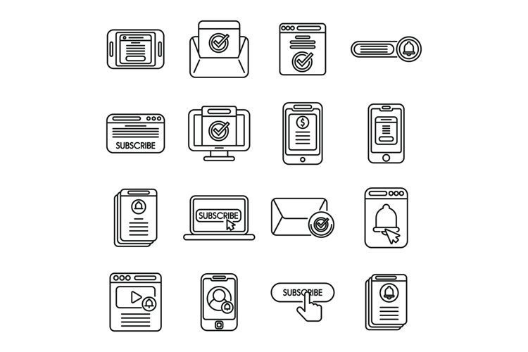 Subscriotion icons set outline vector. Business membership example image 1