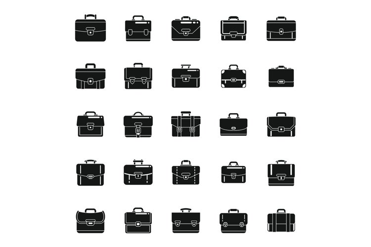 Briefcase icons set simple vector. Office bag example image 1