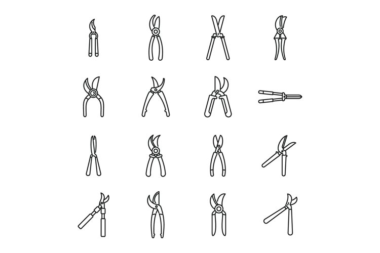 Secateurs icons set outline vector. Agriculture cut example image 1