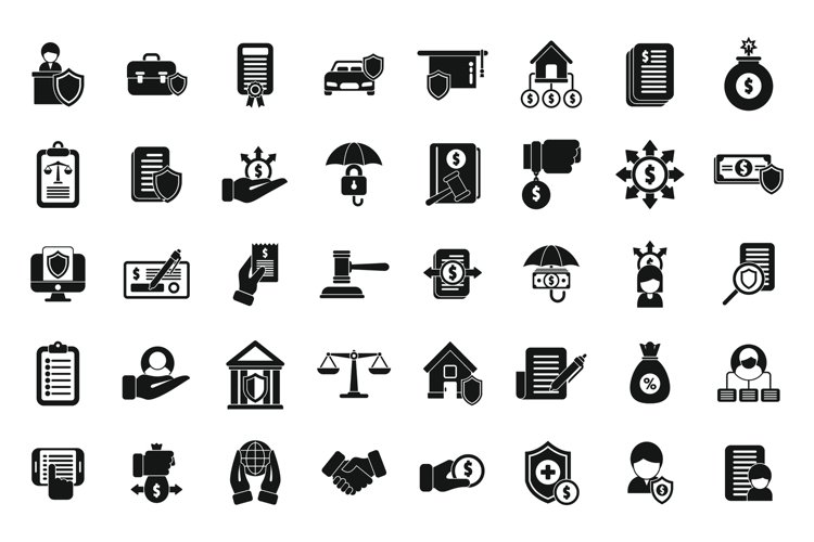 Liability icons set simple vector. Longevity annuity example image 1