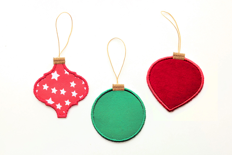 Fabric Christmas Ornament ITH Applique Embroidery Trio