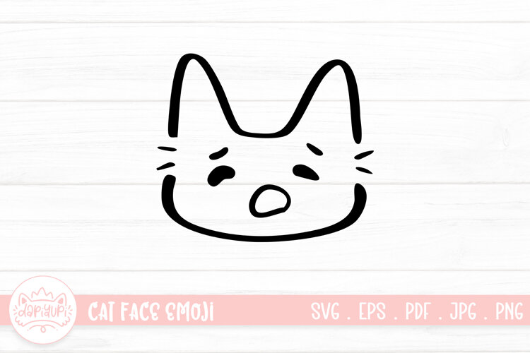 Cute Cat Face Emoji Sticker SVG example image 1