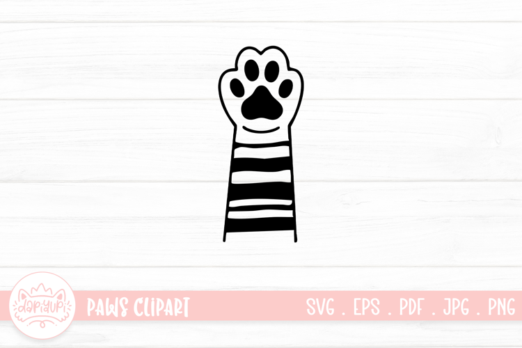 Cute Cat Paw Outline SVG Cut File