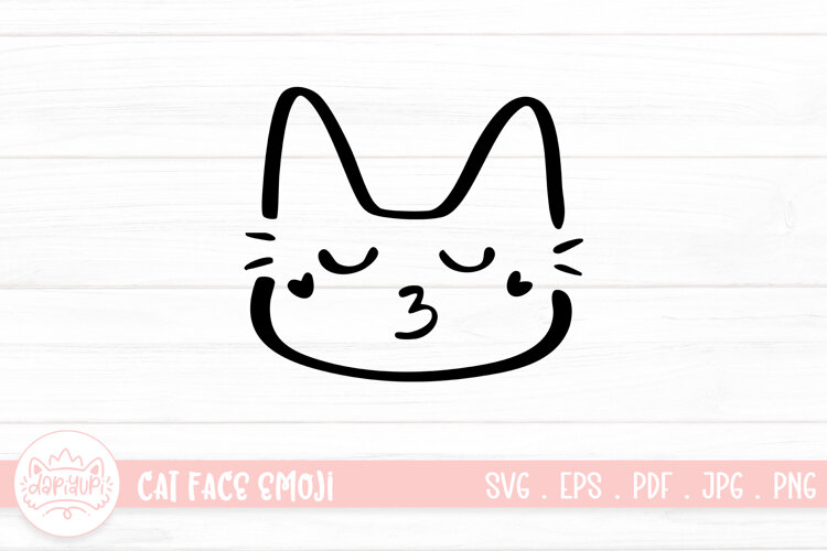 Cute Cat Face Emoji Sticker SVG example image 1